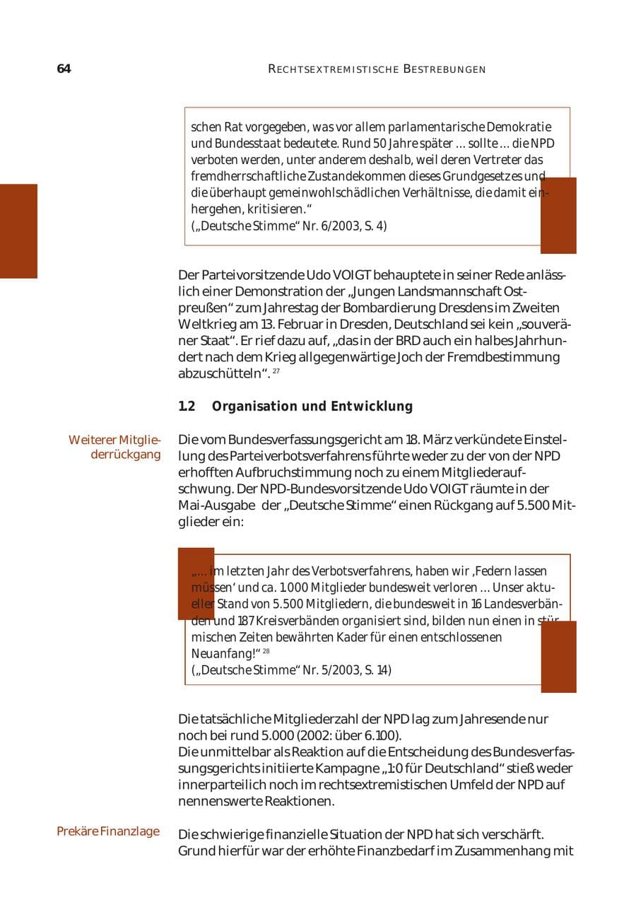 Seite 65 des Verfassungsschutzbericht 2003 Bund