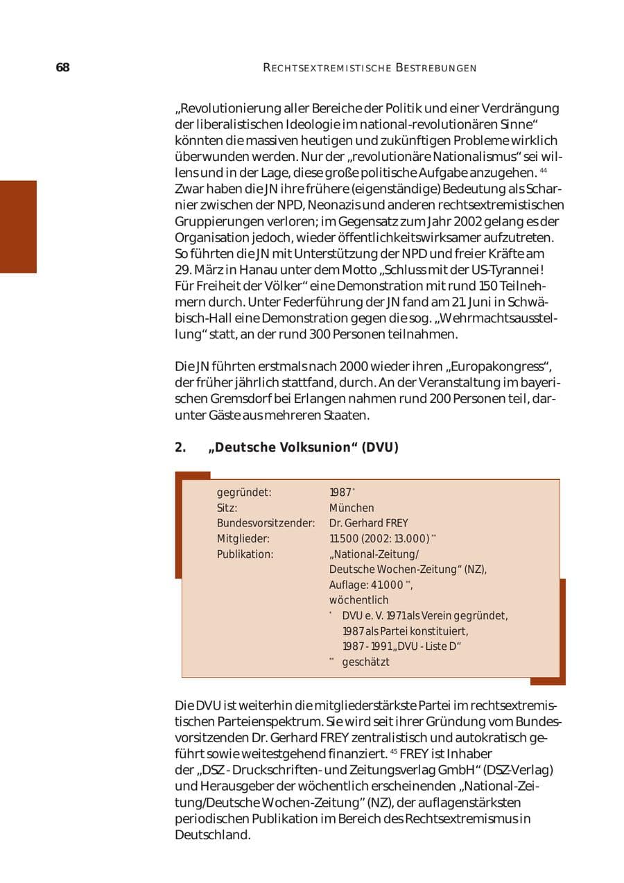 Seite 69 des Verfassungsschutzbericht 2003 Bund