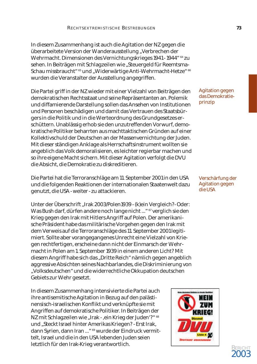 Seite 74 des Verfassungsschutzbericht 2003 Bund