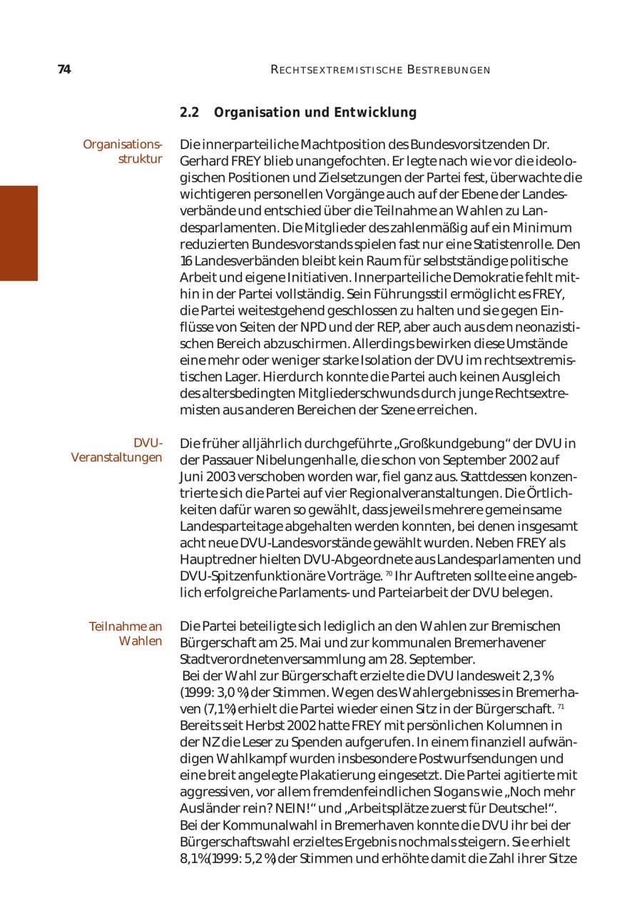 Seite 75 des Verfassungsschutzbericht 2003 Bund