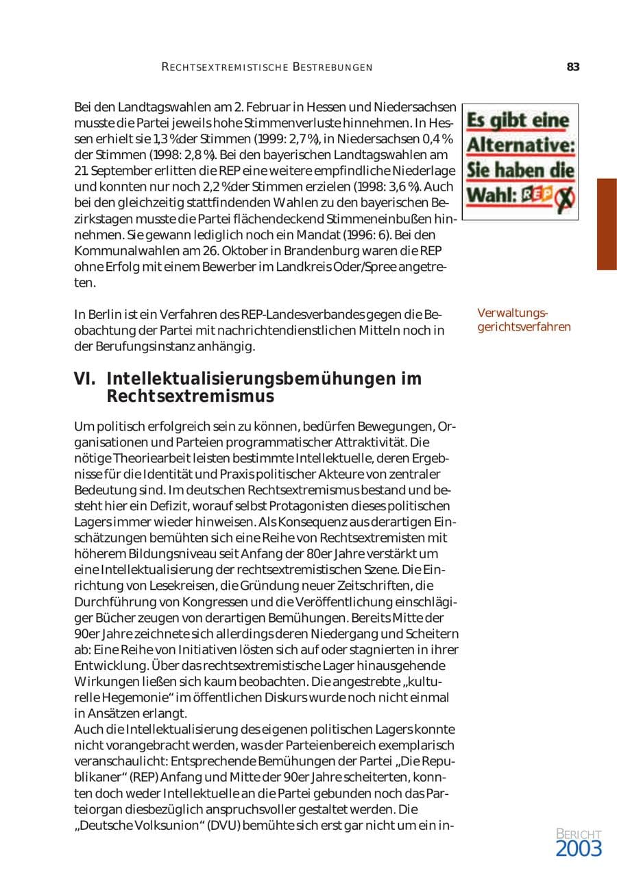 Seite 84 des Verfassungsschutzbericht 2003 Bund
