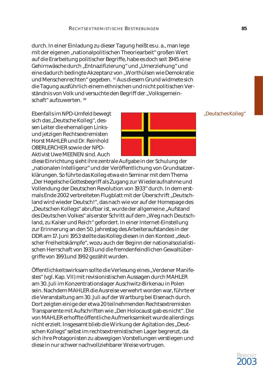 Seite 86 des Verfassungsschutzbericht 2003 Bund