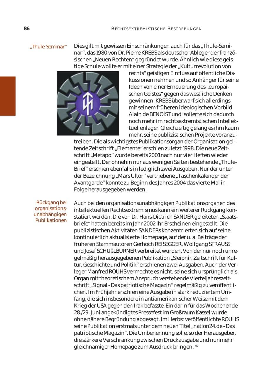 Seite 87 des Verfassungsschutzbericht 2003 Bund