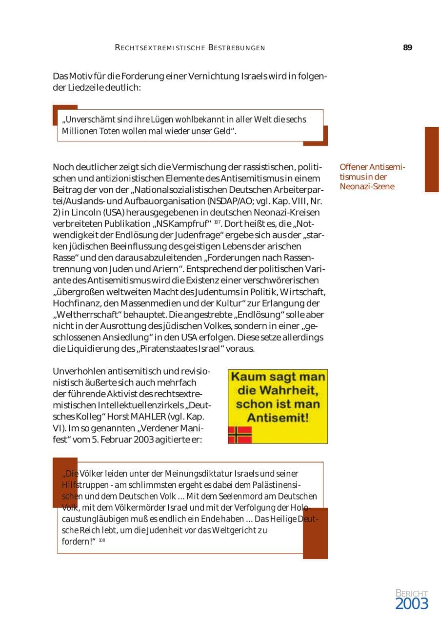 Seite 90 des Verfassungsschutzbericht 2003 Bund