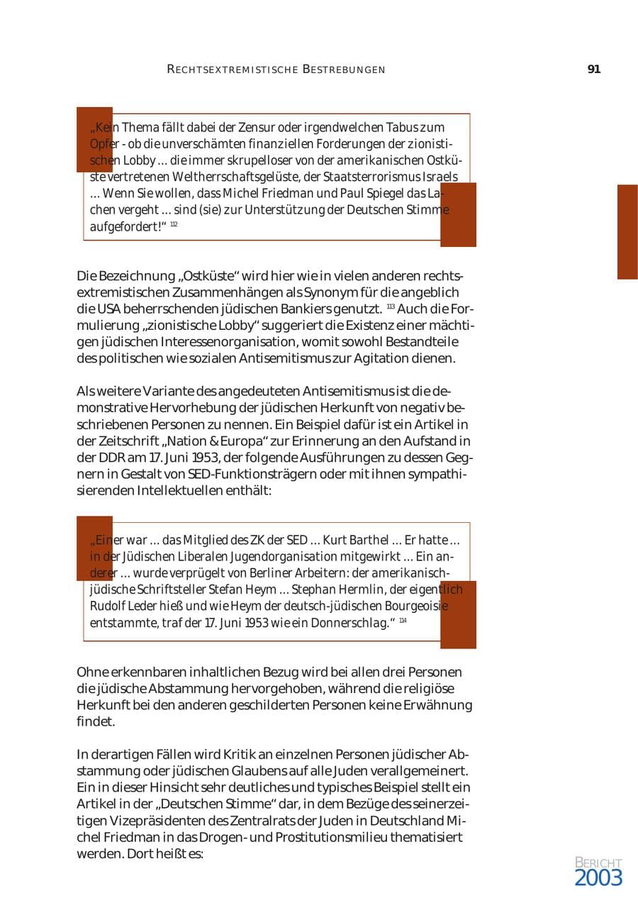 Seite 92 des Verfassungsschutzbericht 2003 Bund