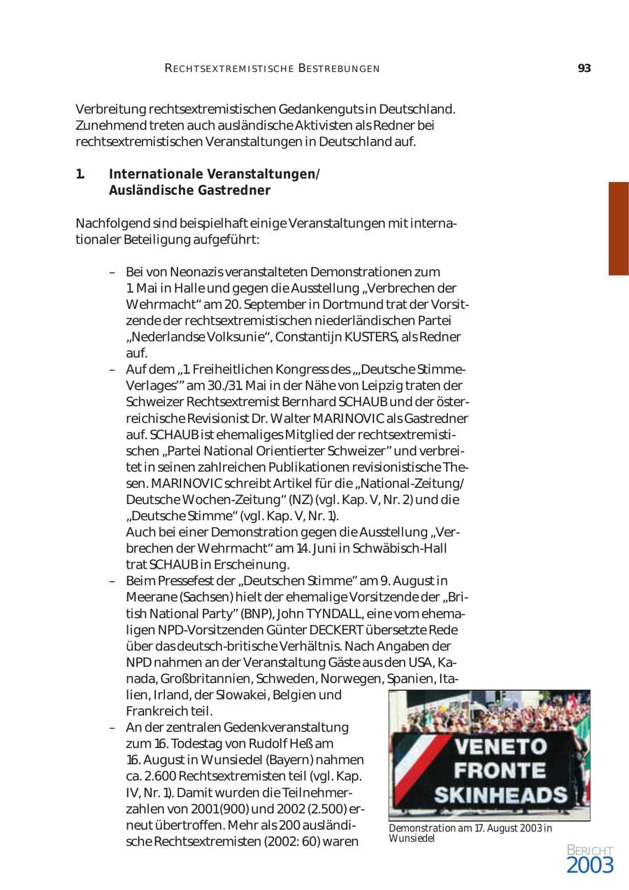 Seite 94 des Verfassungsschutzbericht 2003 Bund
