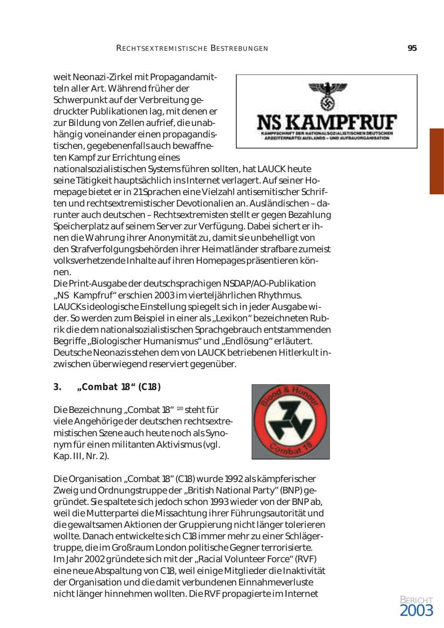 Seite 96 des Verfassungsschutzbericht 2003 Bund