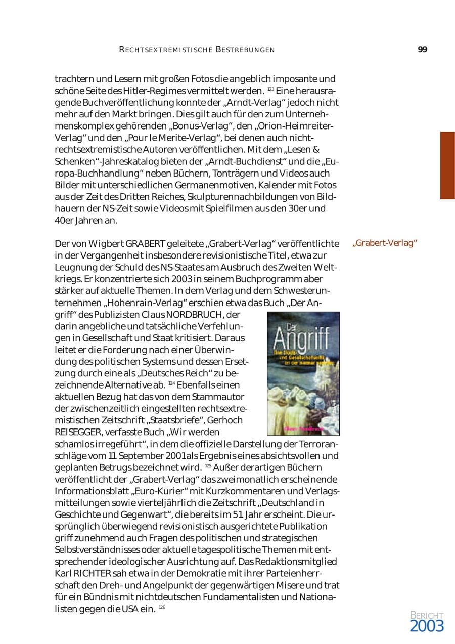 Seite 100 des Verfassungsschutzbericht 2003 Bund