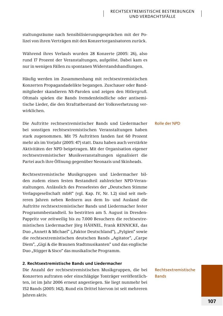 Seite 110 des Verfassungsschutzbericht 2006 Bund