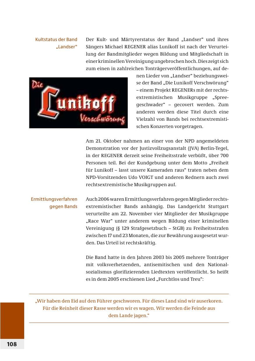 Seite 111 des Verfassungsschutzbericht 2006 Bund