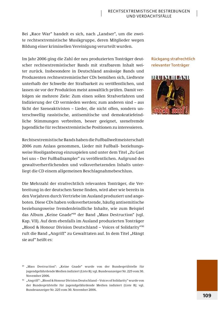 Seite 112 des Verfassungsschutzbericht 2006 Bund