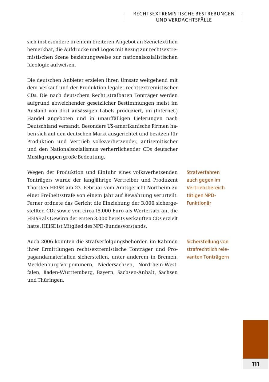 Seite 114 des Verfassungsschutzbericht 2006 Bund