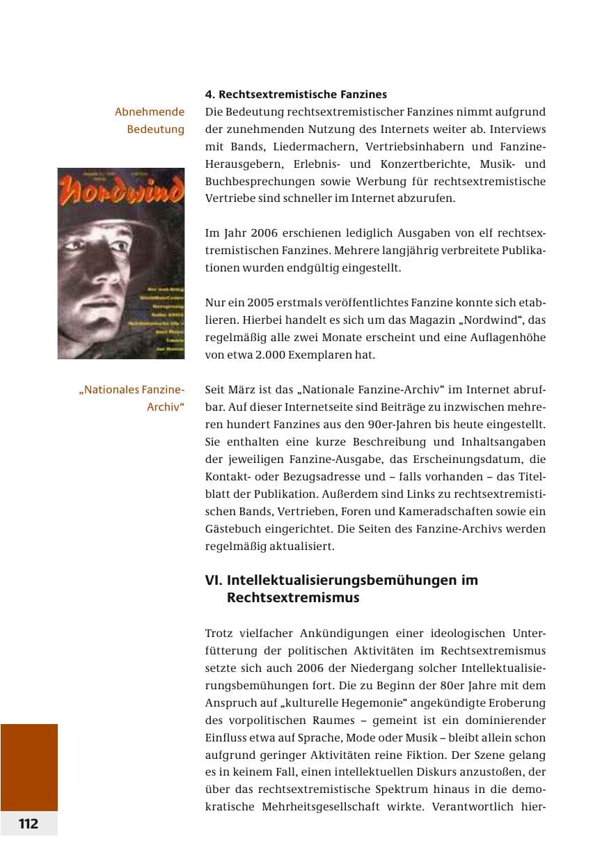 Seite 115 des Verfassungsschutzbericht 2006 Bund
