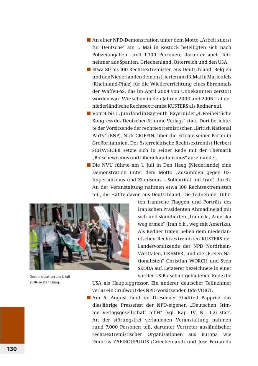 Seite 133 des Verfassungsschutzbericht 2006 Bund