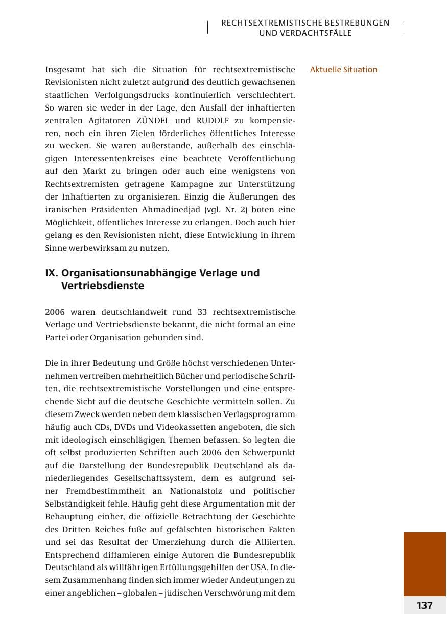 Seite 140 des Verfassungsschutzbericht 2006 Bund