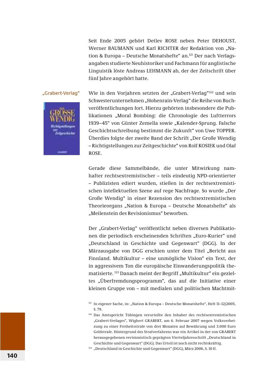Seite 143 des Verfassungsschutzbericht 2006 Bund