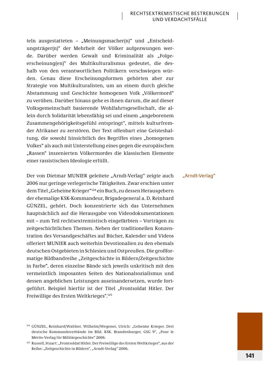 Seite 144 des Verfassungsschutzbericht 2006 Bund