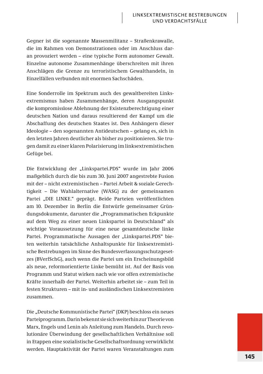 Seite 148 des Verfassungsschutzbericht 2006 Bund
