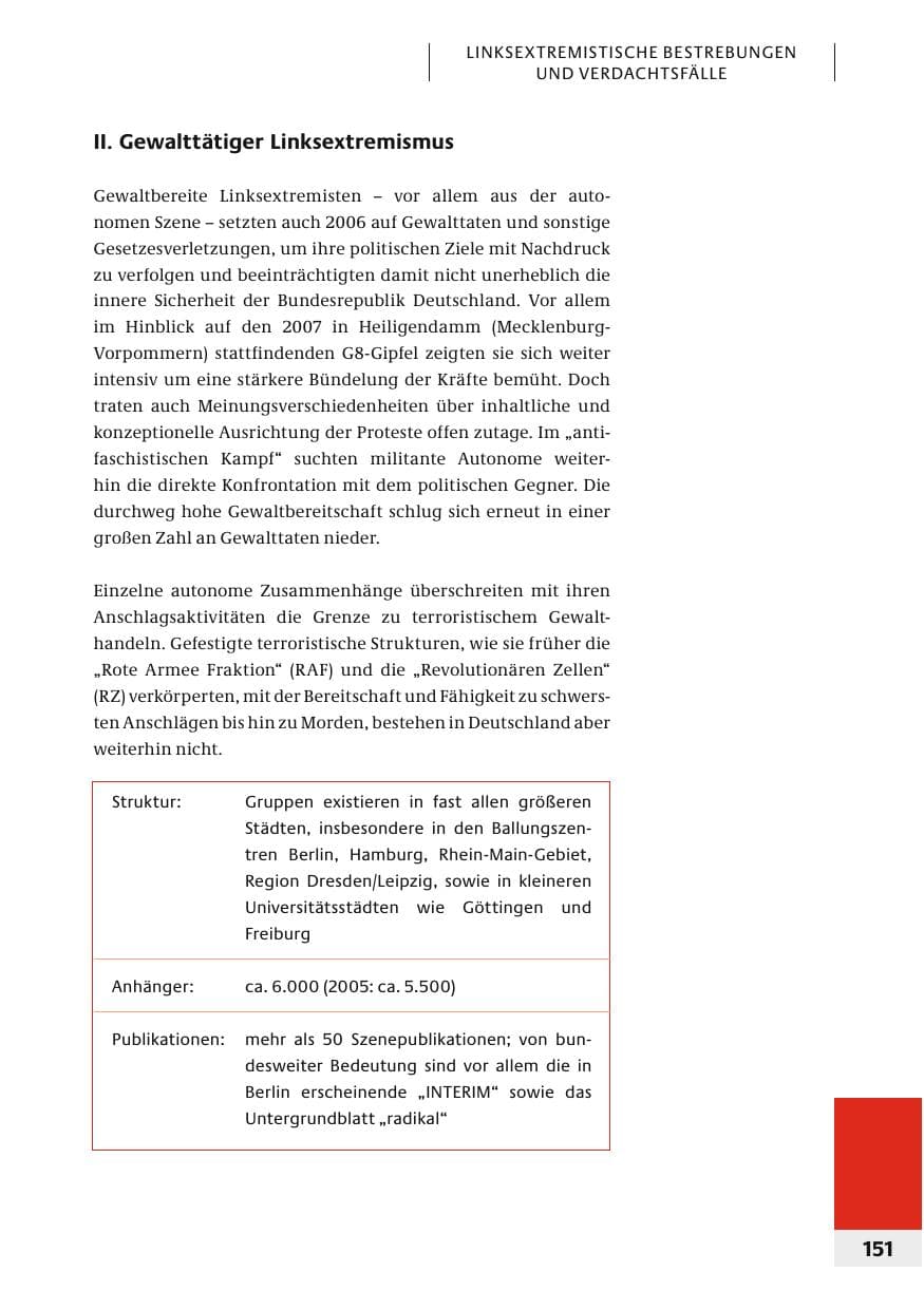 Seite 154 des Verfassungsschutzbericht 2006 Bund