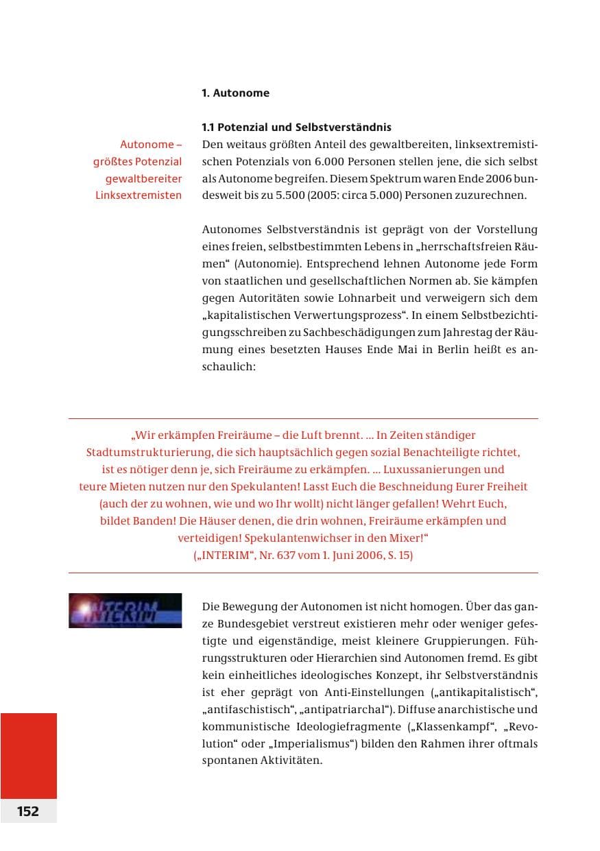 Seite 155 des Verfassungsschutzbericht 2006 Bund