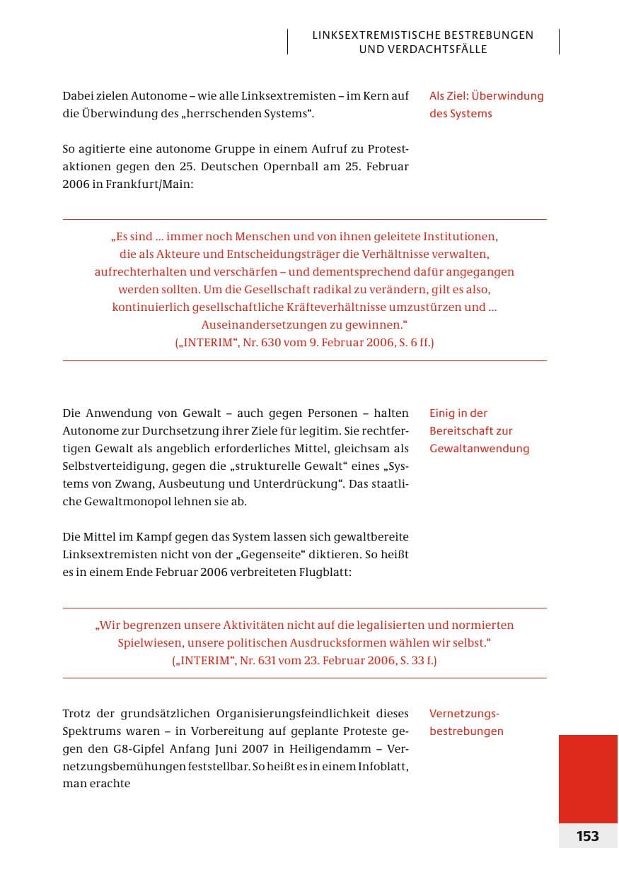 Seite 156 des Verfassungsschutzbericht 2006 Bund
