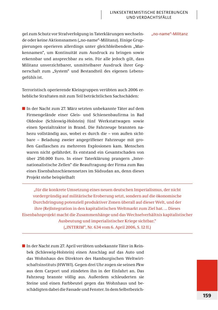 Seite 162 des Verfassungsschutzbericht 2006 Bund