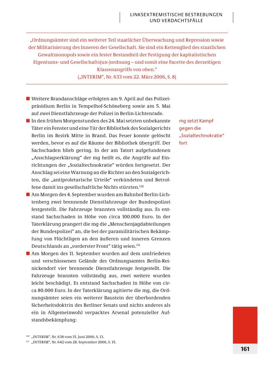Seite 164 des Verfassungsschutzbericht 2006 Bund