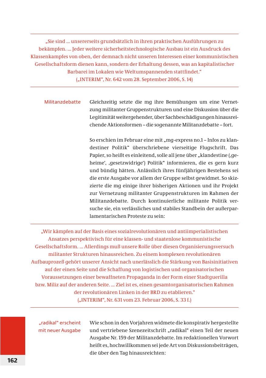Seite 165 des Verfassungsschutzbericht 2006 Bund