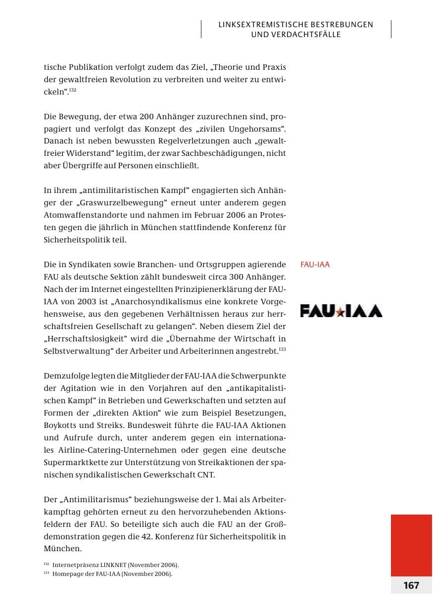 Seite 170 des Verfassungsschutzbericht 2006 Bund