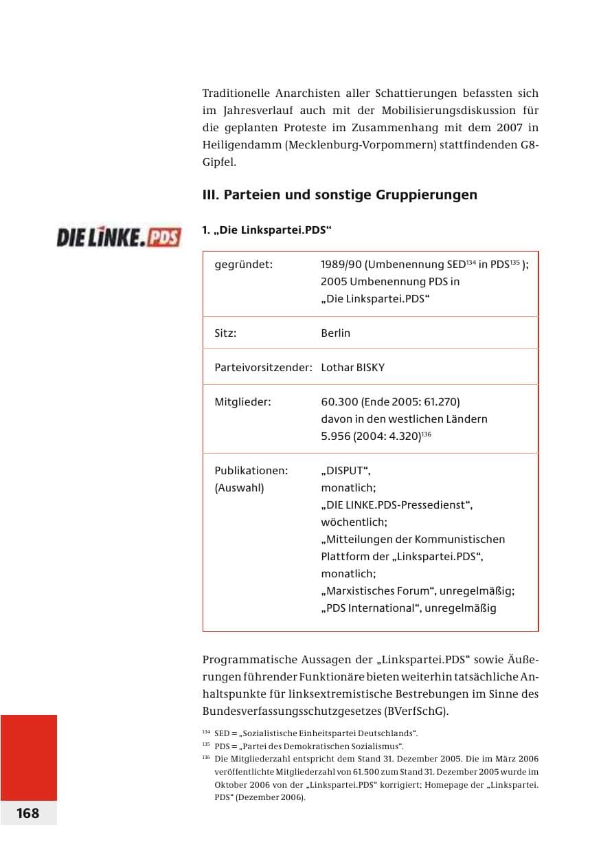 Seite 171 des Verfassungsschutzbericht 2006 Bund