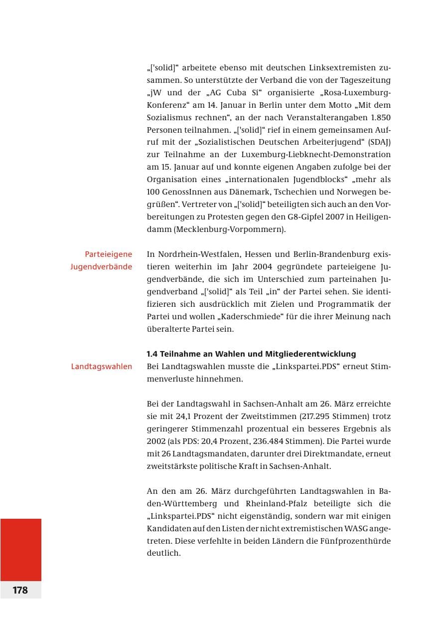 Seite 181 des Verfassungsschutzbericht 2006 Bund