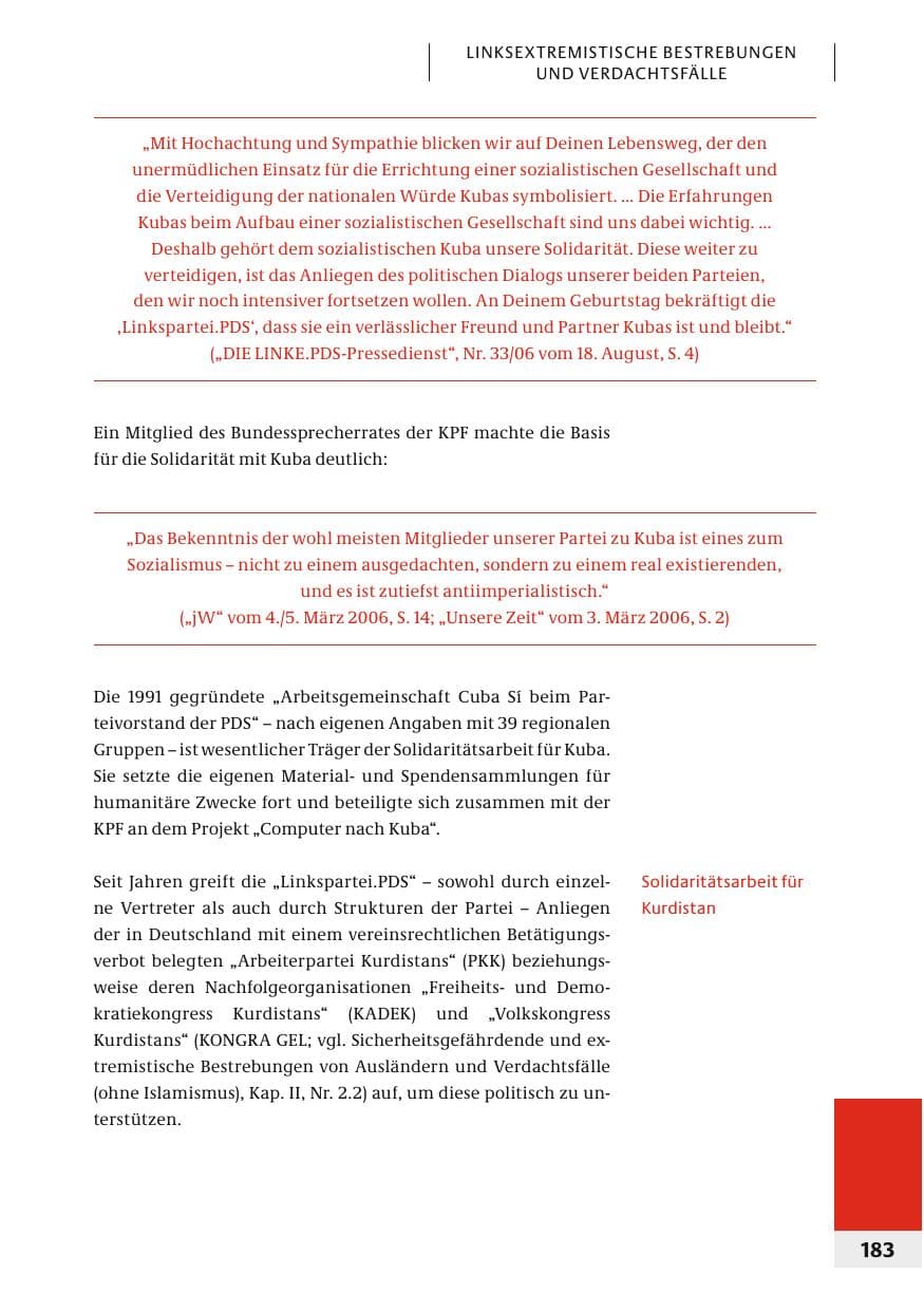 Seite 186 des Verfassungsschutzbericht 2006 Bund