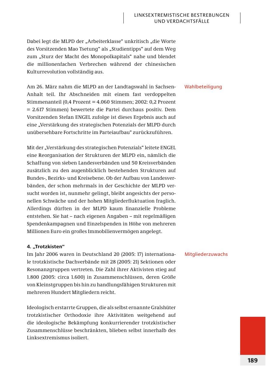 Seite 192 des Verfassungsschutzbericht 2006 Bund