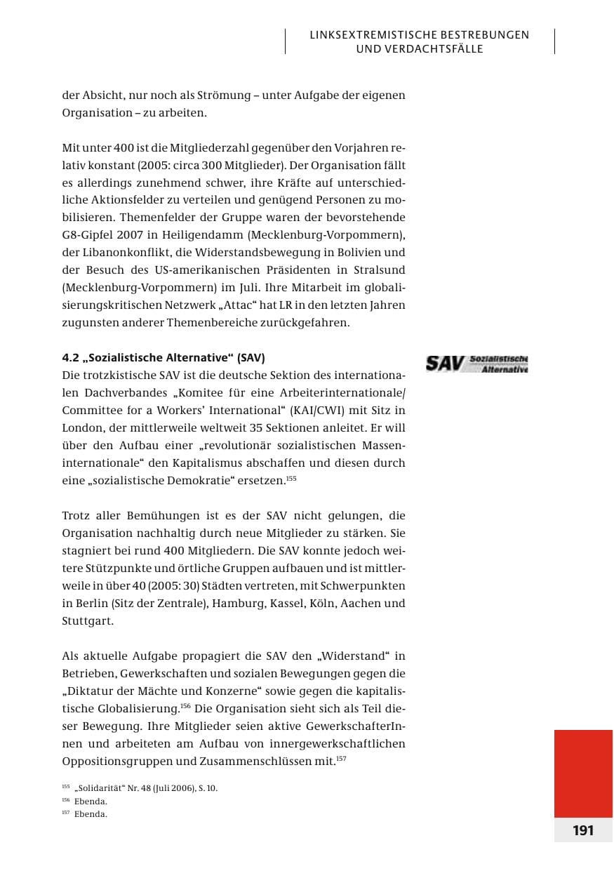 Seite 194 des Verfassungsschutzbericht 2006 Bund