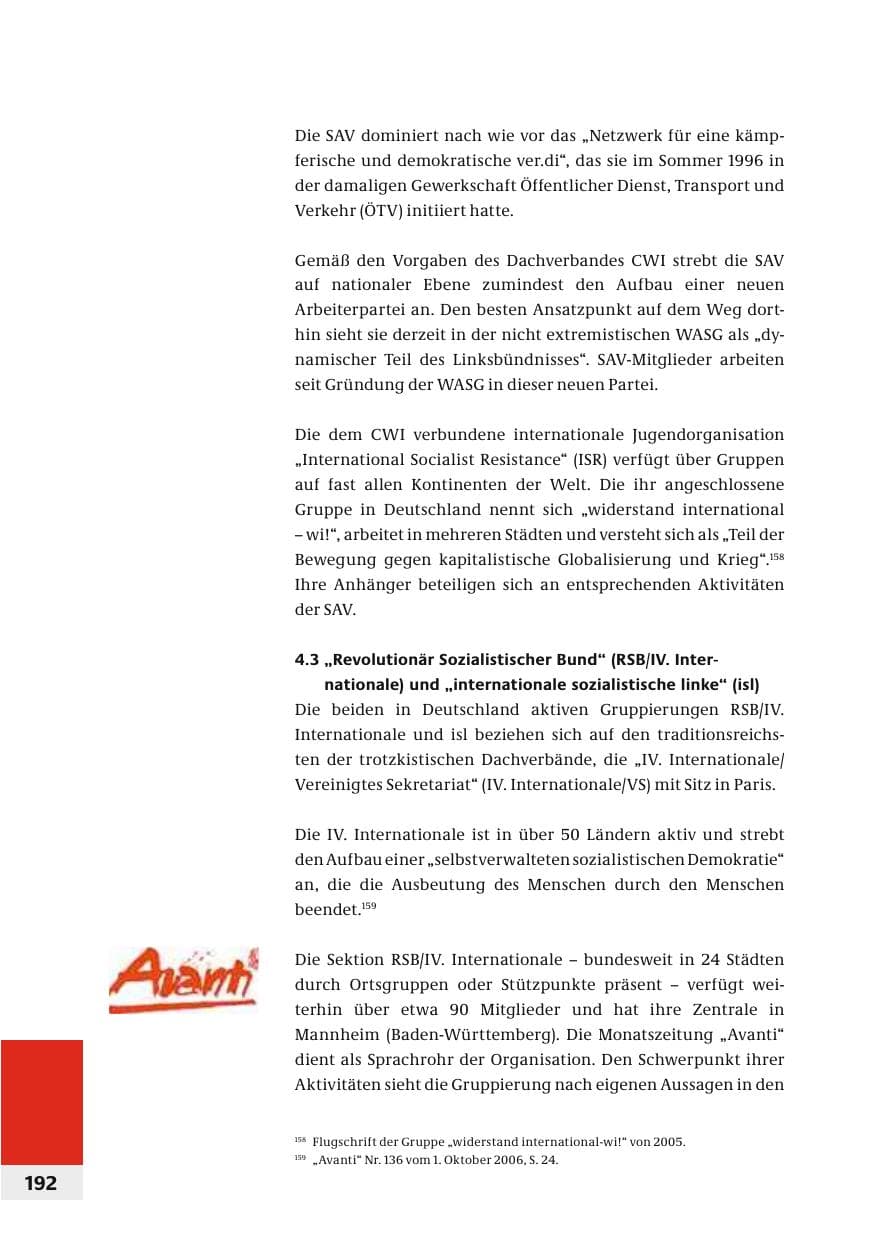 Seite 195 des Verfassungsschutzbericht 2006 Bund