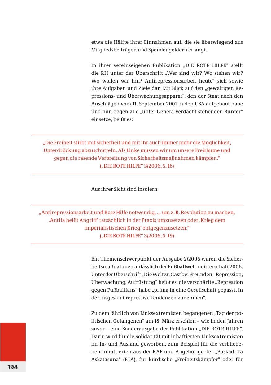 Seite 197 des Verfassungsschutzbericht 2006 Bund