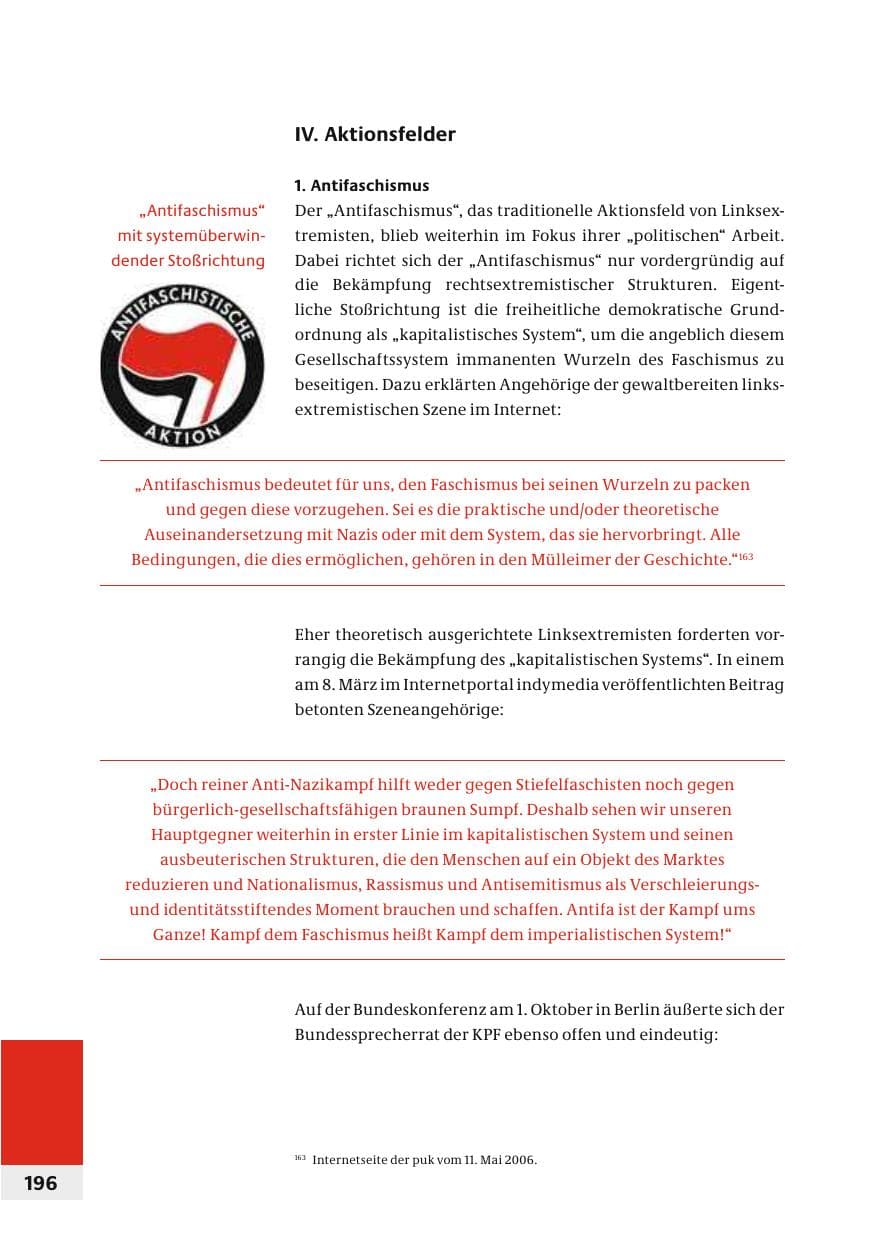 Seite 199 des Verfassungsschutzbericht 2006 Bund