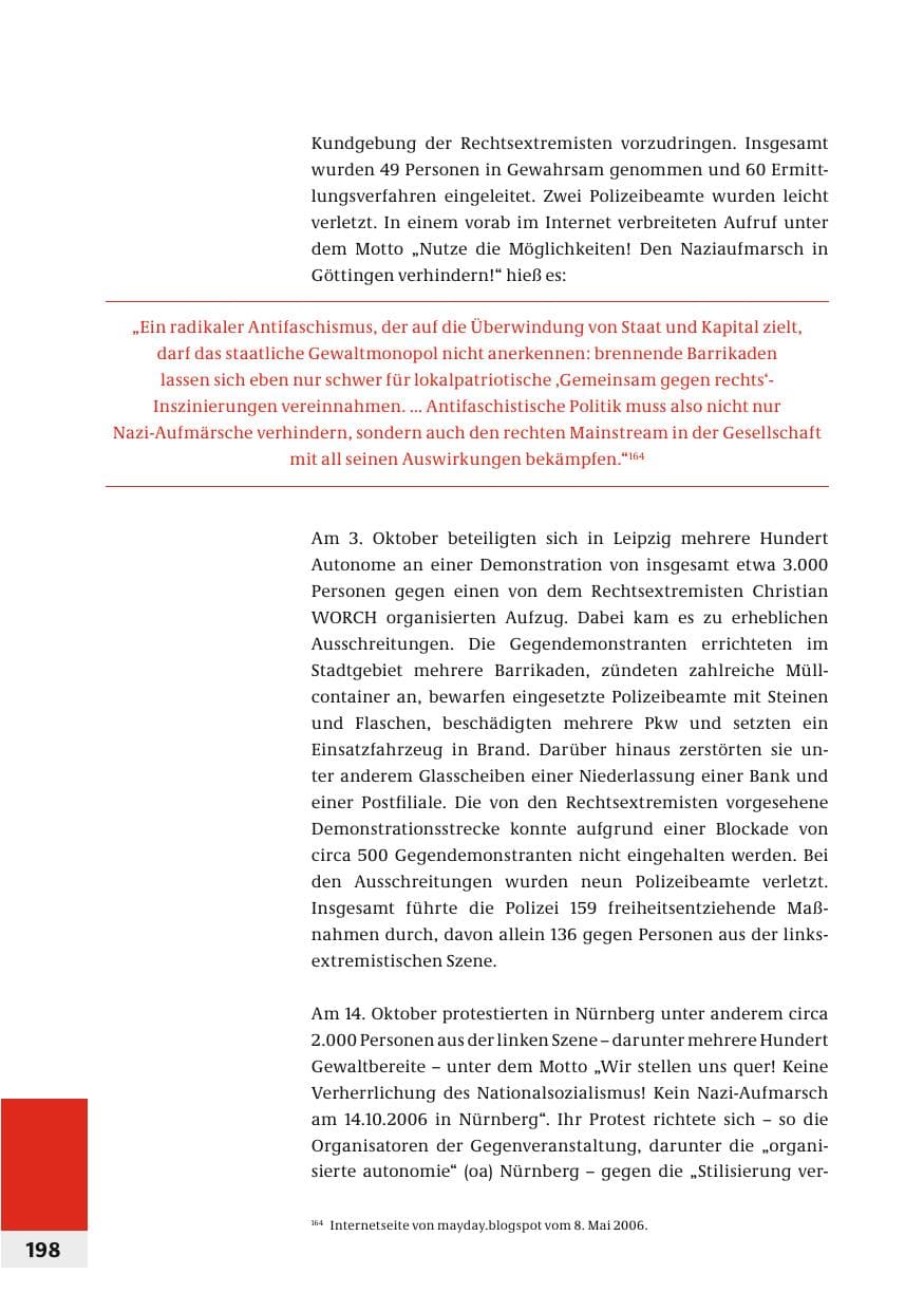 Seite 201 des Verfassungsschutzbericht 2006 Bund