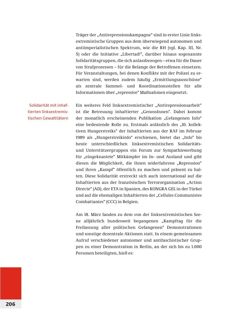 Seite 209 des Verfassungsschutzbericht 2006 Bund