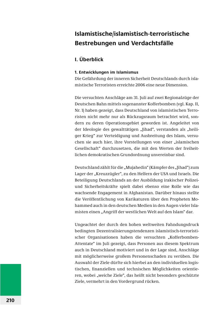 Seite 213 des Verfassungsschutzbericht 2006 Bund