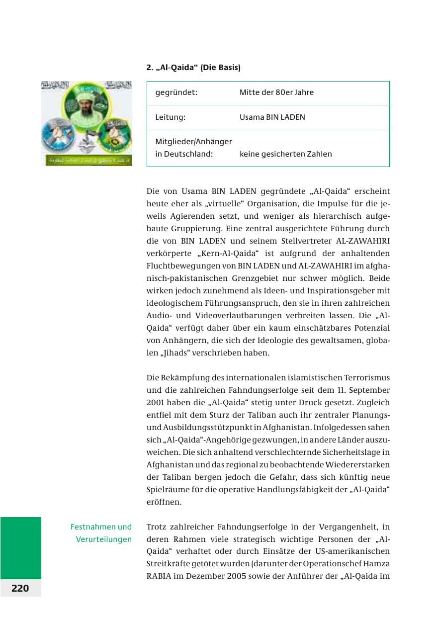 Seite 223 des Verfassungsschutzbericht 2006 Bund