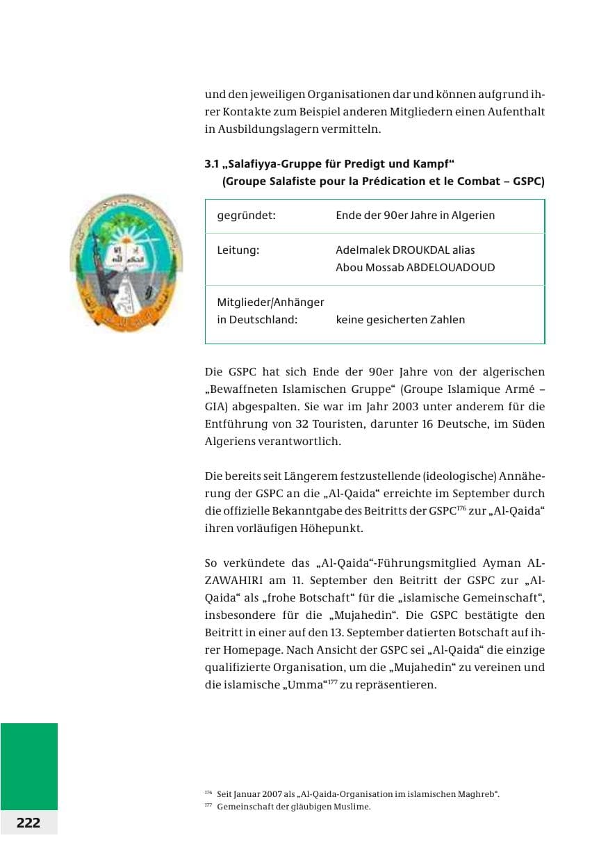 Seite 225 des Verfassungsschutzbericht 2006 Bund