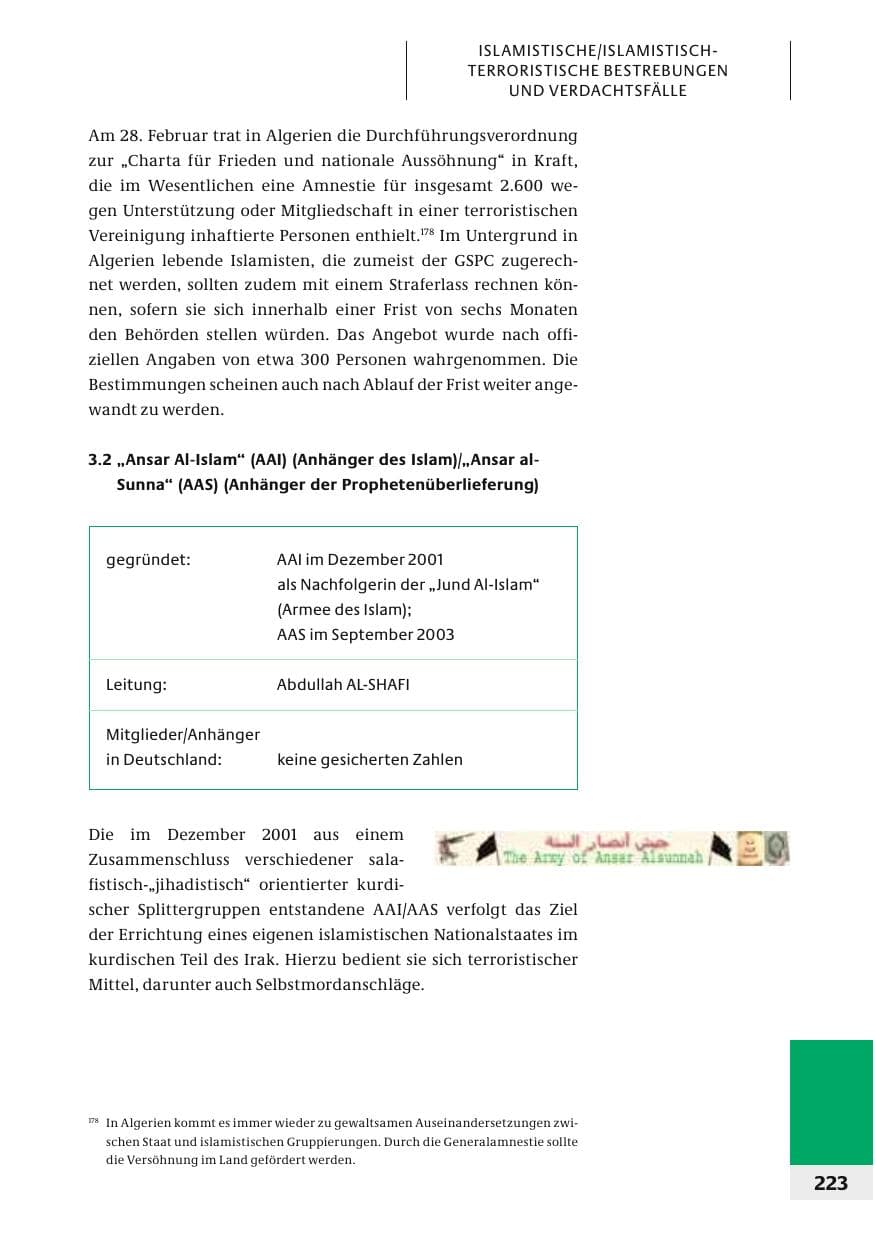 Seite 226 des Verfassungsschutzbericht 2006 Bund