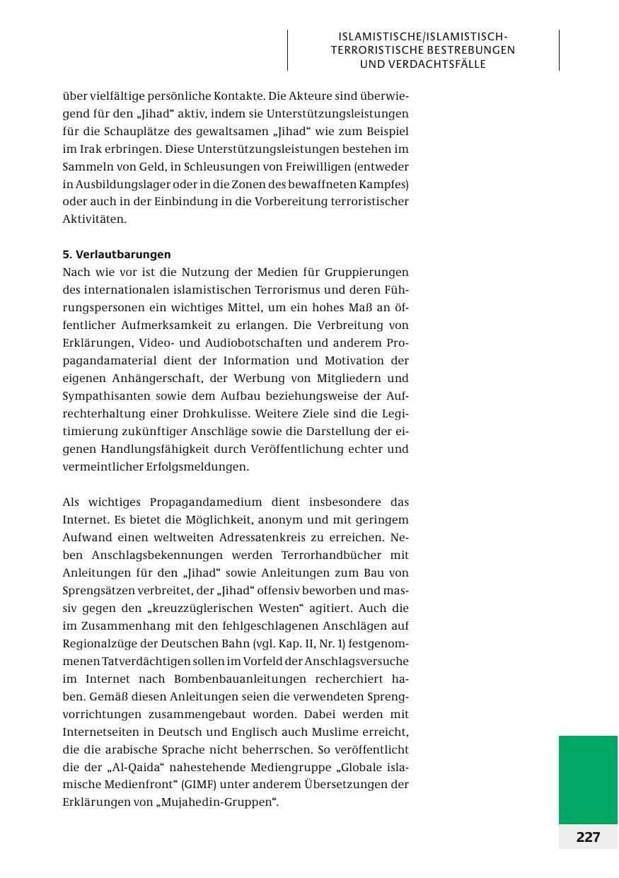 Seite 230 des Verfassungsschutzbericht 2006 Bund