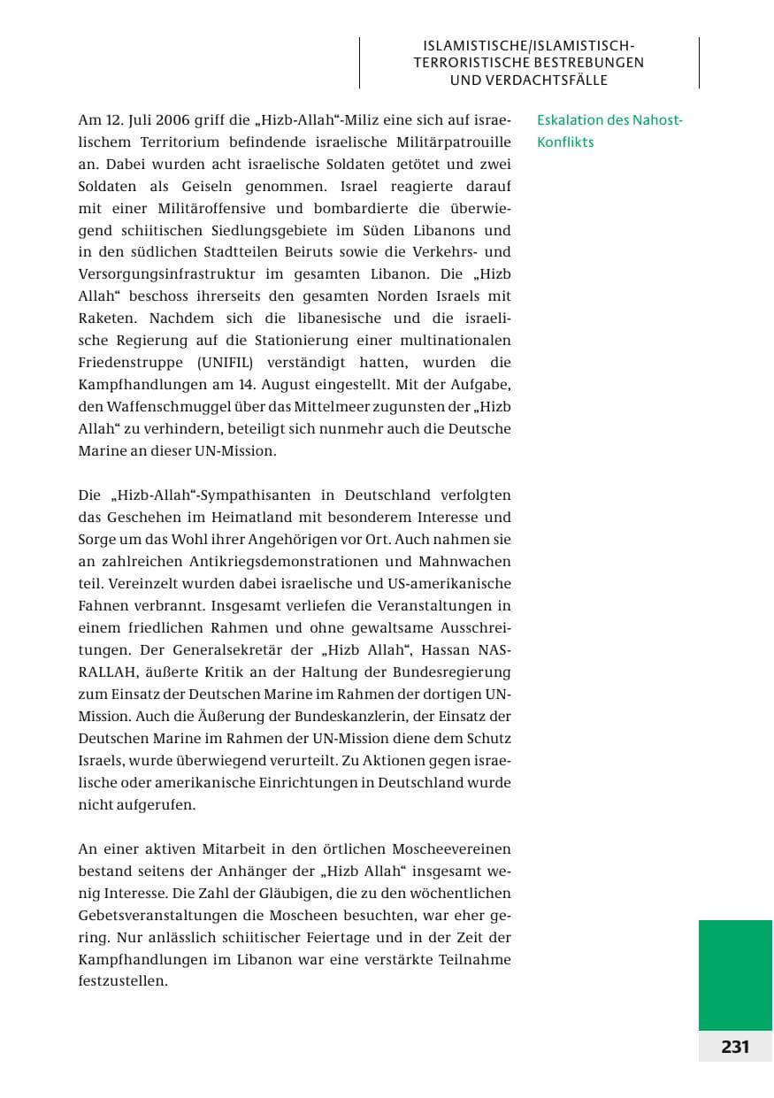 Seite 234 des Verfassungsschutzbericht 2006 Bund