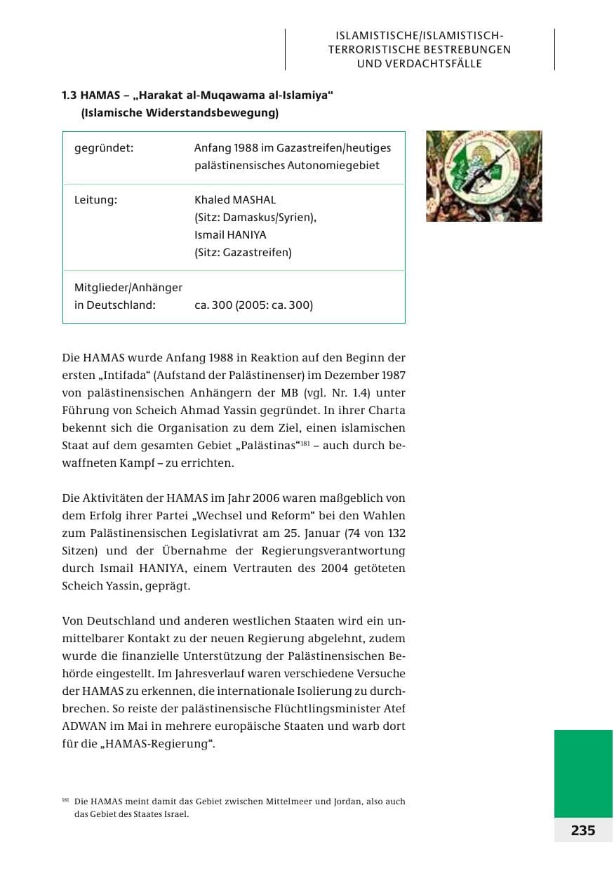 Seite 238 des Verfassungsschutzbericht 2006 Bund