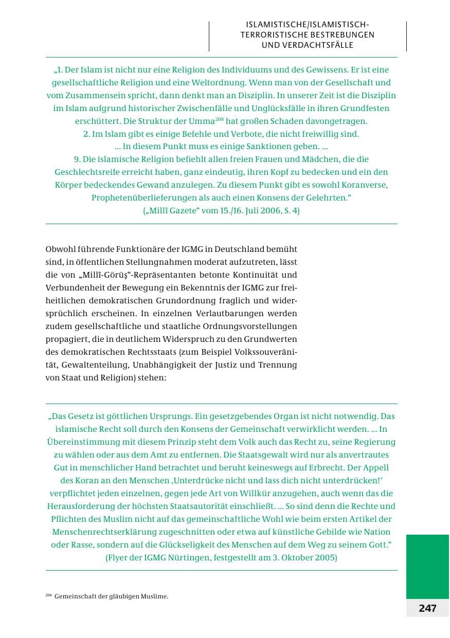 Seite 250 des Verfassungsschutzbericht 2006 Bund