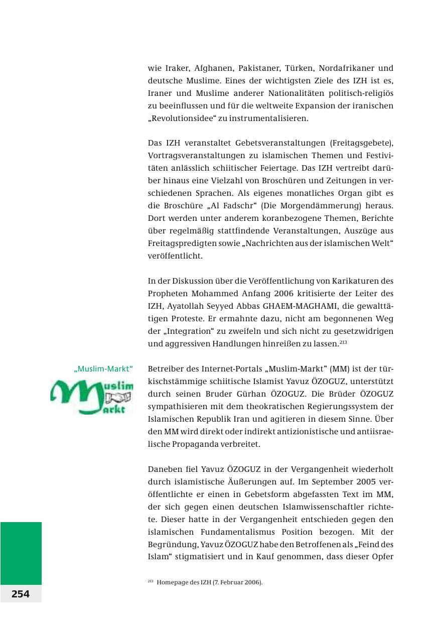Seite 257 des Verfassungsschutzbericht 2006 Bund