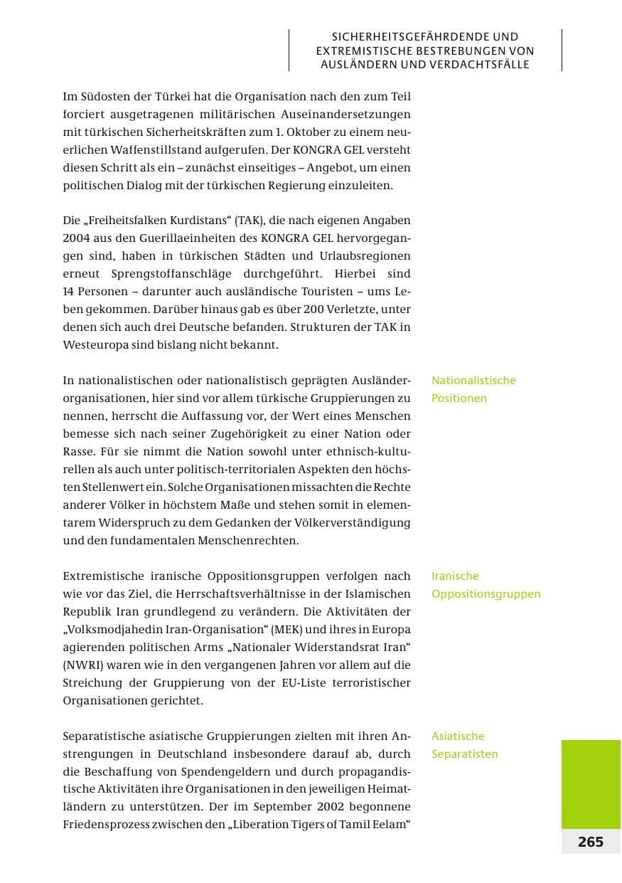Seite 268 des Verfassungsschutzbericht 2006 Bund