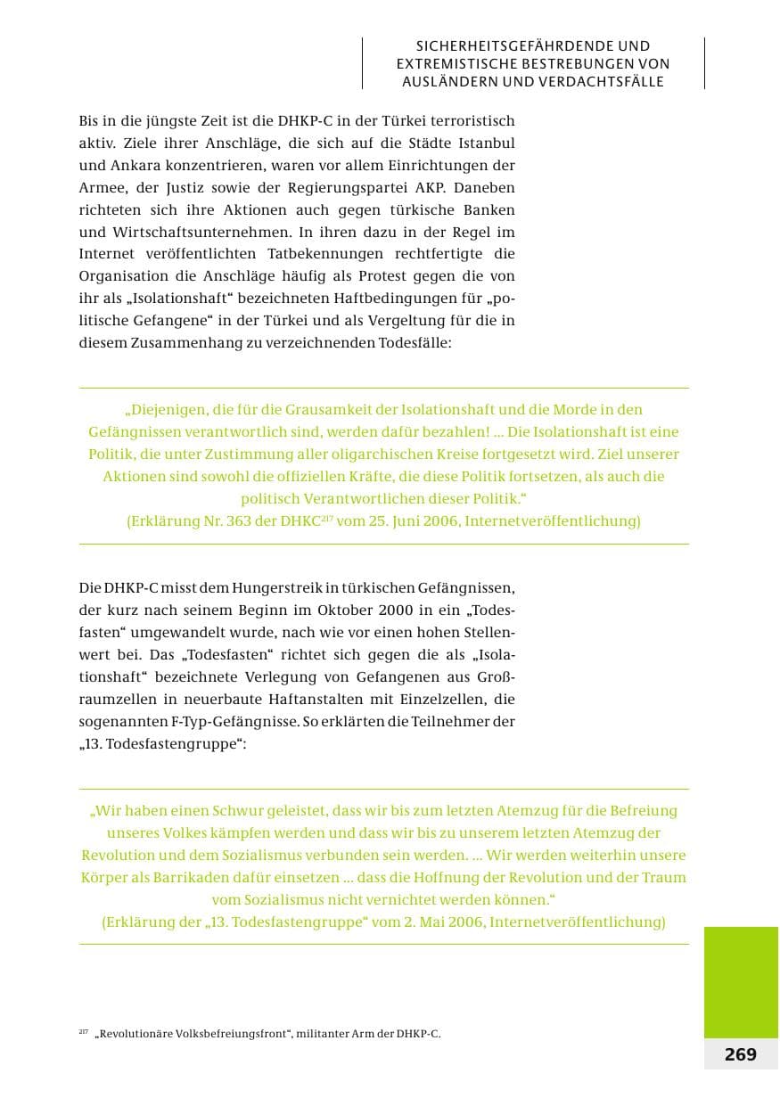 Seite 272 des Verfassungsschutzbericht 2006 Bund